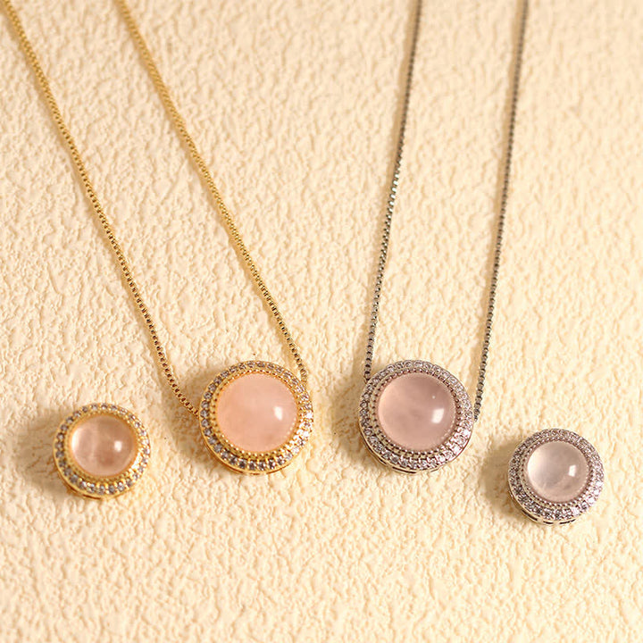 Buddha Stones Collier de guérison en quartz rose naturel et perles de cristal multiples incrustées - Quartz rose naturel (la couleur peut varier) - Chaîne argentée à perles de 10 mm - image 1