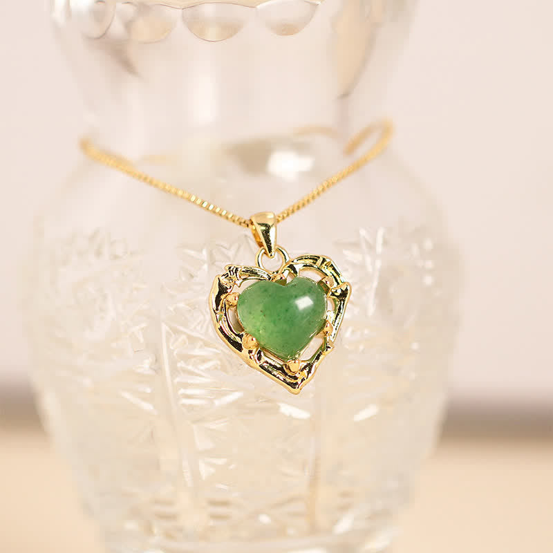 Buddha Stones Collier équilibre en forme de cœur avec incrustation de cristal d'améthyste naturelle - Quartz fraise vert naturel (la couleur peut varier) - image 10