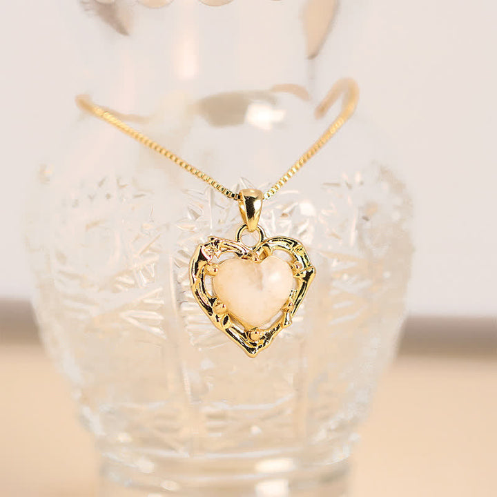 Buddha Stones Collier équilibre en forme de cœur avec incrustation de cristal d'améthyste naturelle - Pierre de lune naturelle (la couleur peut varier) - image 1