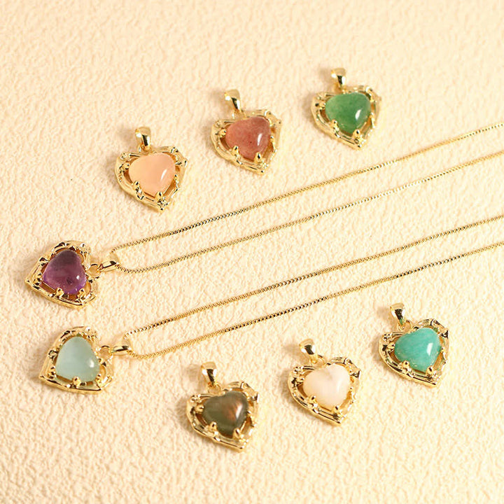 Buddha Stones Collier équilibre en forme de cœur avec incrustation de cristal d'améthyste naturelle - image 17