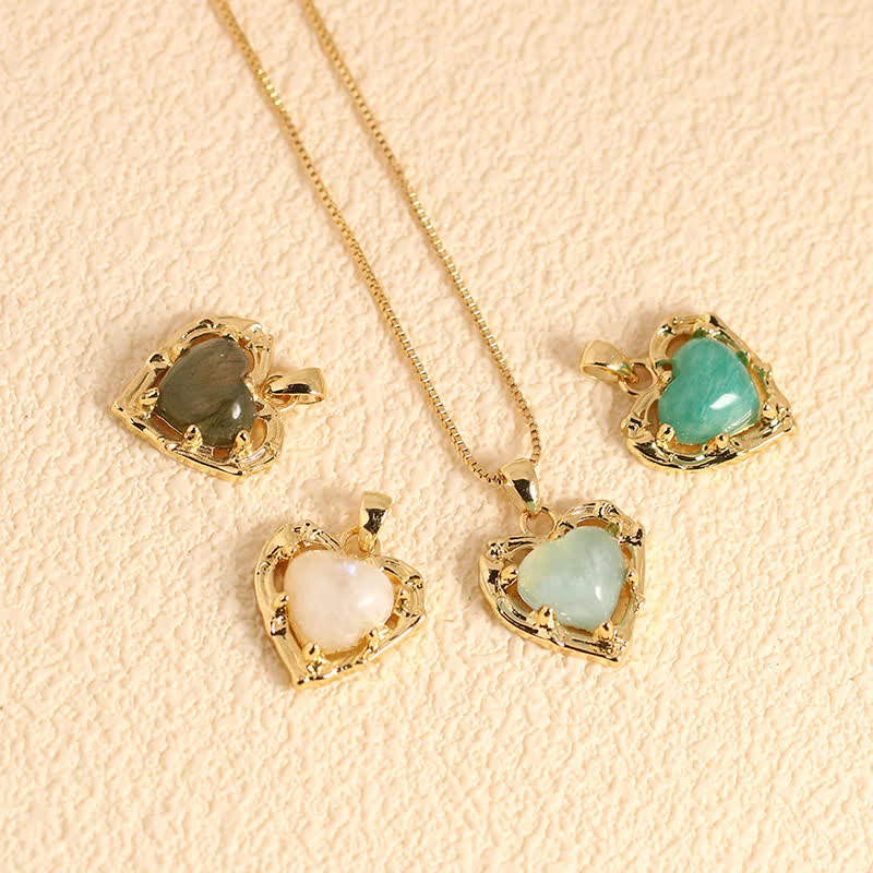Buddha Stones Collier équilibre en forme de cœur avec incrustation de cristal d'améthyste naturelle - image 18