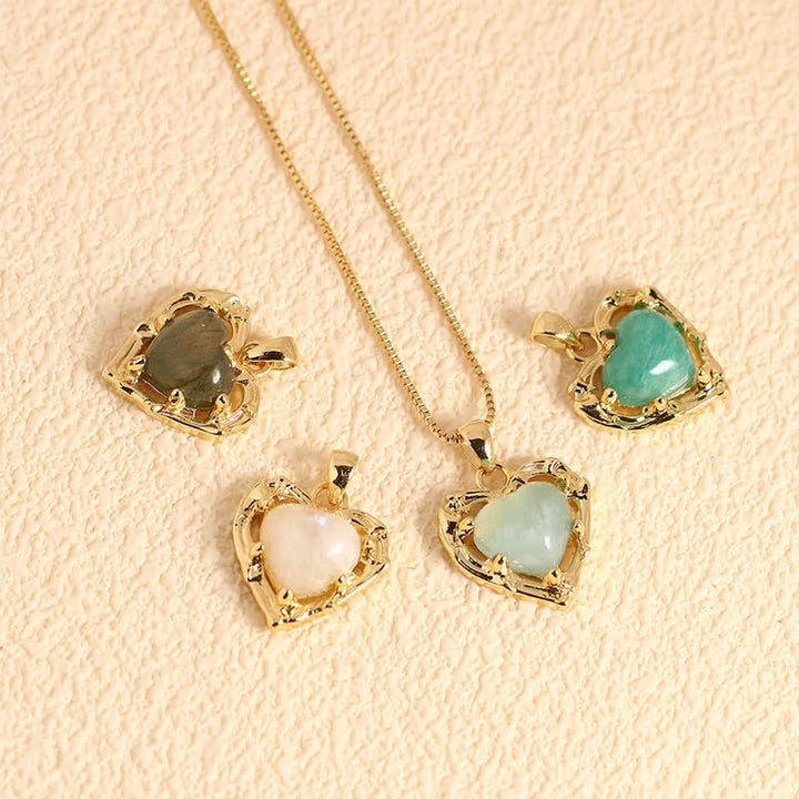 Buddha Stones Collier équilibre en forme de cœur avec incrustation de cristal d'améthyste naturelle - image 18