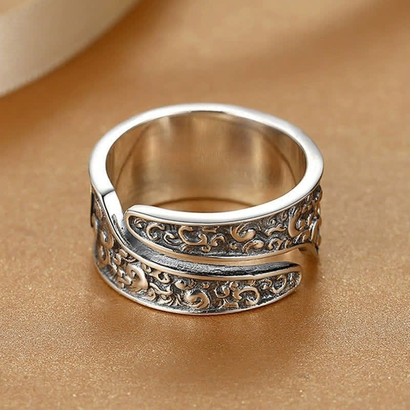 Buddha Stones Bague porte-bonheur ajustable Pixiu en cuivre large - image 2