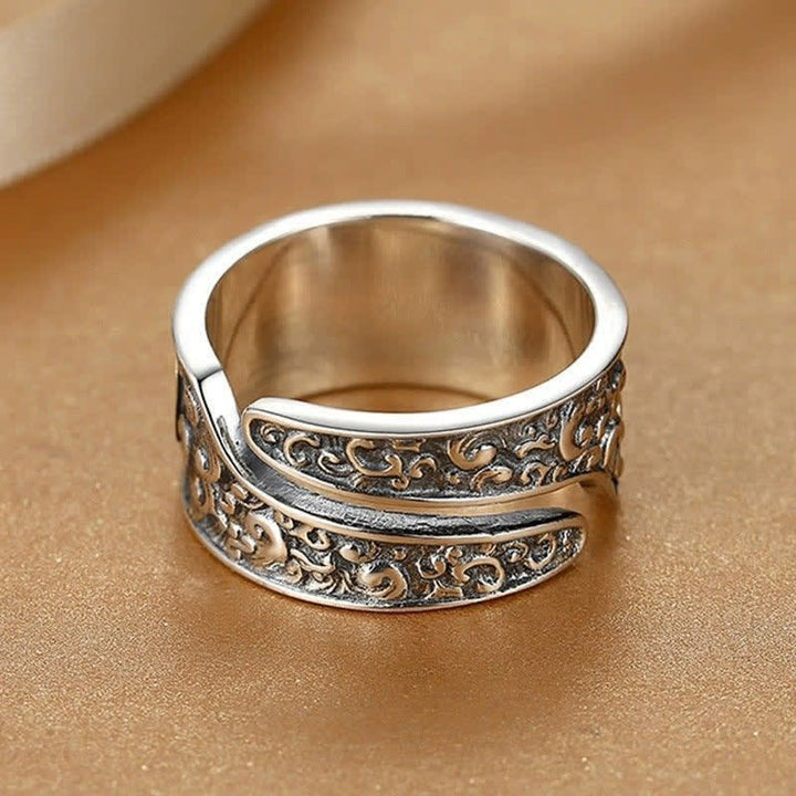 Buddha Stones Bague porte-bonheur ajustable Pixiu en cuivre large - image 2