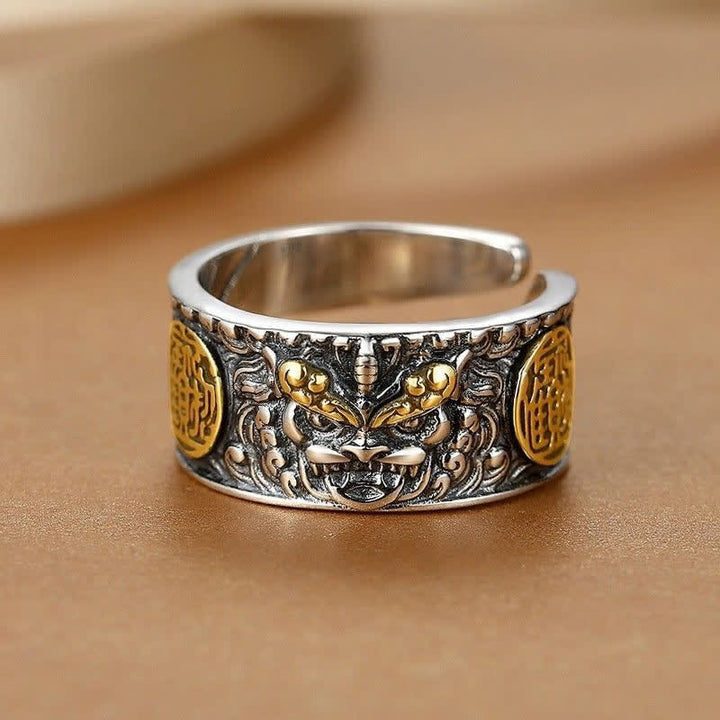 Buddha Stones Bague porte-bonheur ajustable Pixiu en cuivre large - Cuivre (Richesse ♥ Chance) - image 0