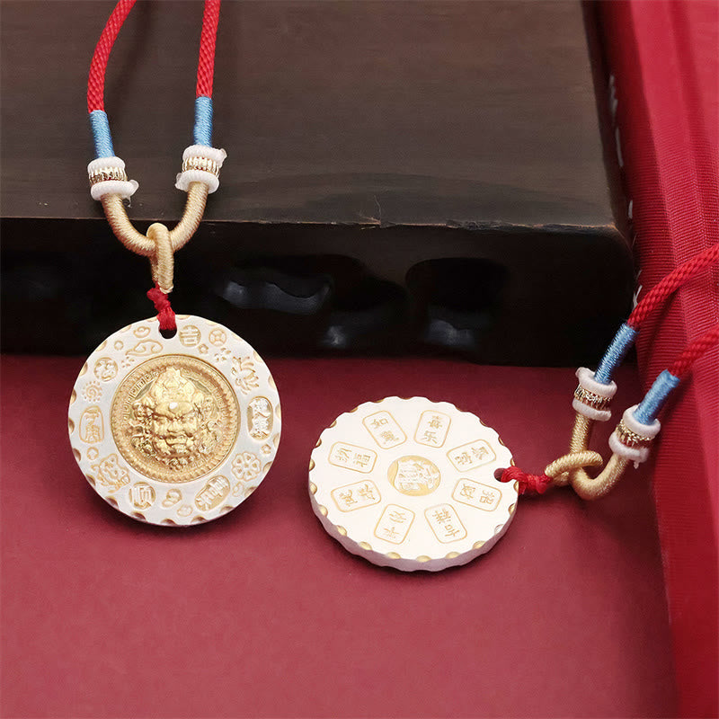 Buddha Stones Pendentif de protection en alliage jaune Jambhala, dieu de la richesse du Tibet - image 4