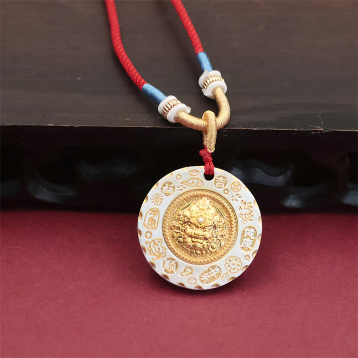 Buddha Stones Pendentif de protection en alliage jaune Jambhala, dieu de la richesse du Tibet - Jambhala jaune - image 0