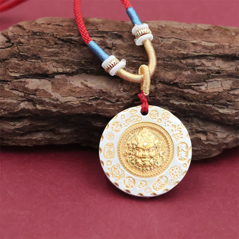 Buddha Stones Pendentif de protection en alliage jaune Jambhala, dieu de la richesse du Tibet - image 1