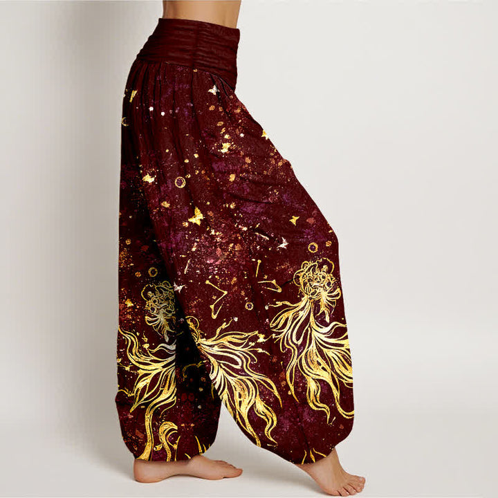 Buddha Stones Pantalon harem pour femme en pur coton à motif papillon galaxie céleste et taille élastique - image 7