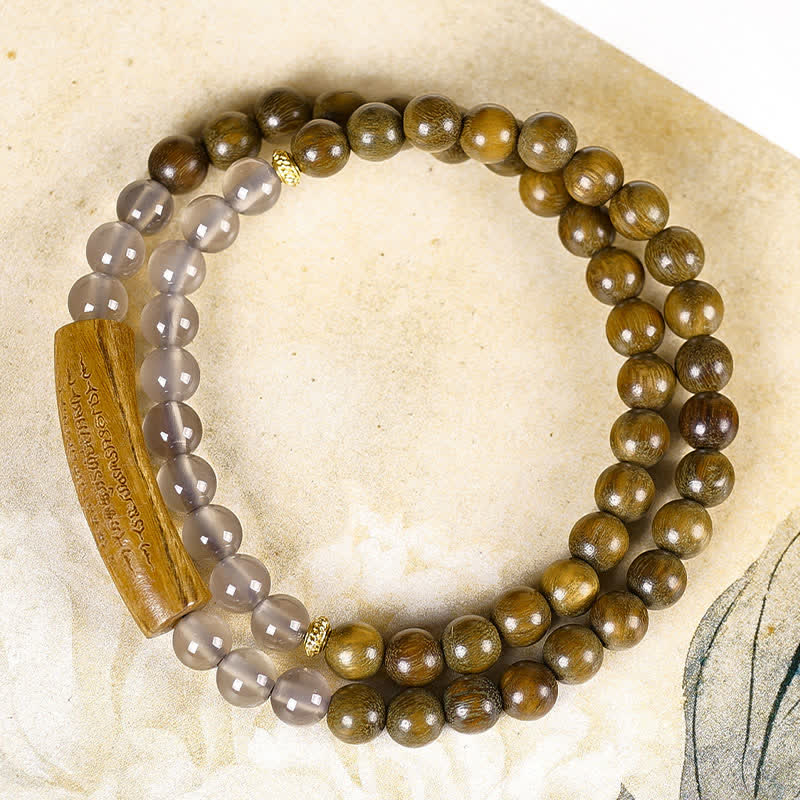 Buddha Stones Bracelet d'équilibre double tour en agate rouge et aventurine verte, représentant les cinq préceptes bouddhistes. - image 14