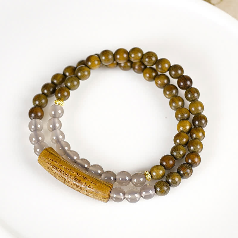 Buddha Stones Bracelet d'équilibre double tour en agate rouge et aventurine verte, représentant les cinq préceptes bouddhistes. - image 12