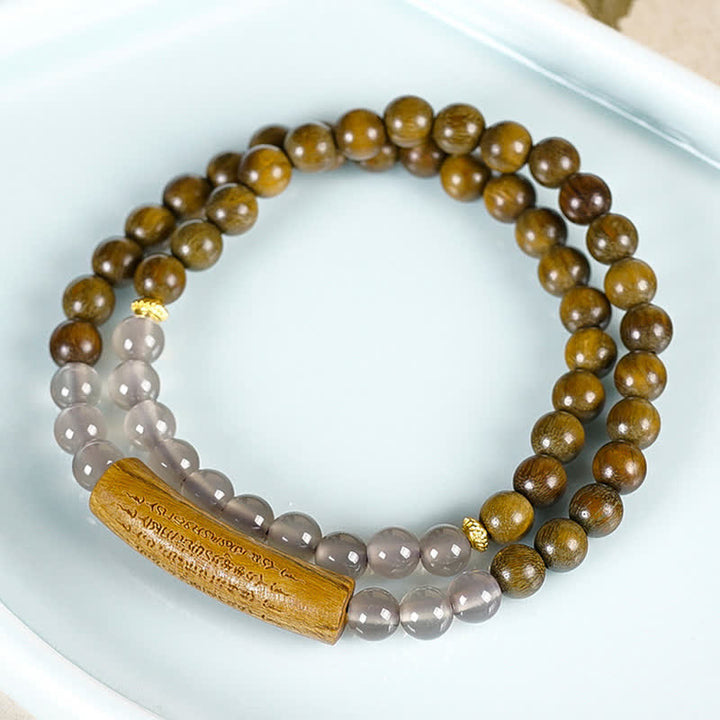 Buddha Stones Bracelet d'équilibre double tour en agate rouge et aventurine verte, représentant les cinq préceptes bouddhistes. - image 15