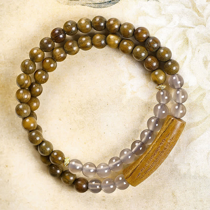 Buddha Stones Bracelet d'équilibre double tour en agate rouge et aventurine verte, représentant les cinq préceptes bouddhistes. - image 11