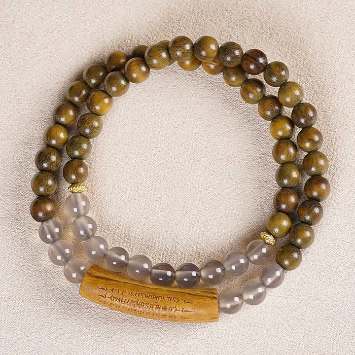 Buddha Stones Bracelet d'équilibre double tour en agate rouge et aventurine verte, représentant les cinq préceptes bouddhistes. - image 10