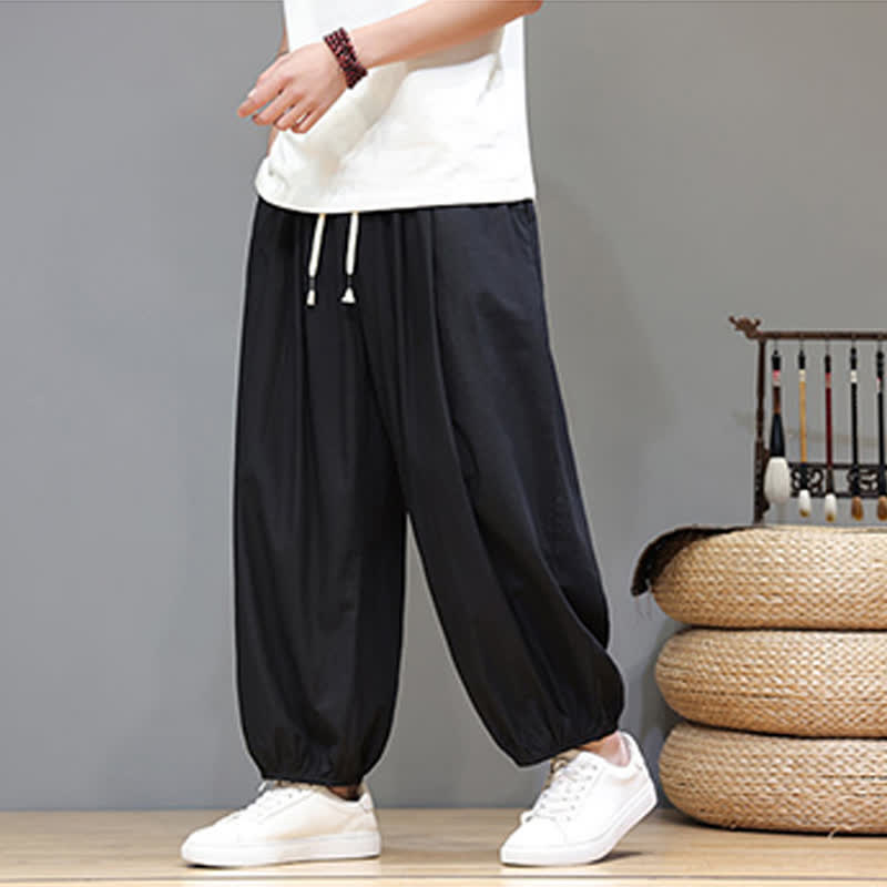 Buddha Stones Pantalon harem court pour homme, style zen, avec taille élastique et poches - Noir - US/UK/AU46，EU56 (5XL) - image 28