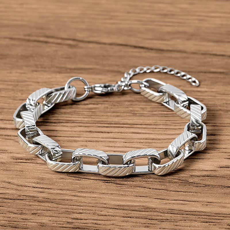 Buddha Stones Bracelet cubain tressé épais et renforcé - Acier titane (Tour de poignet : 17-22 cm) - image 0