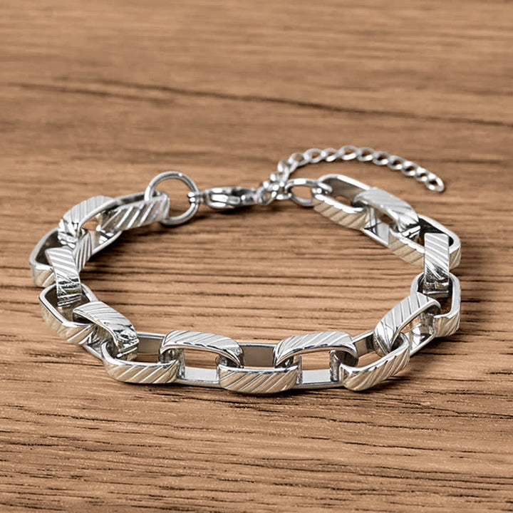 Buddha Stones Bracelet cubain tressé épais et renforcé - Acier titane (Tour de poignet : 17-22 cm) - image 0