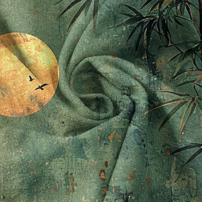 Buddha Stones Chemise homme à manches courtes et demi-boutonnée en coton et bambou à motif lune dorée - image 4