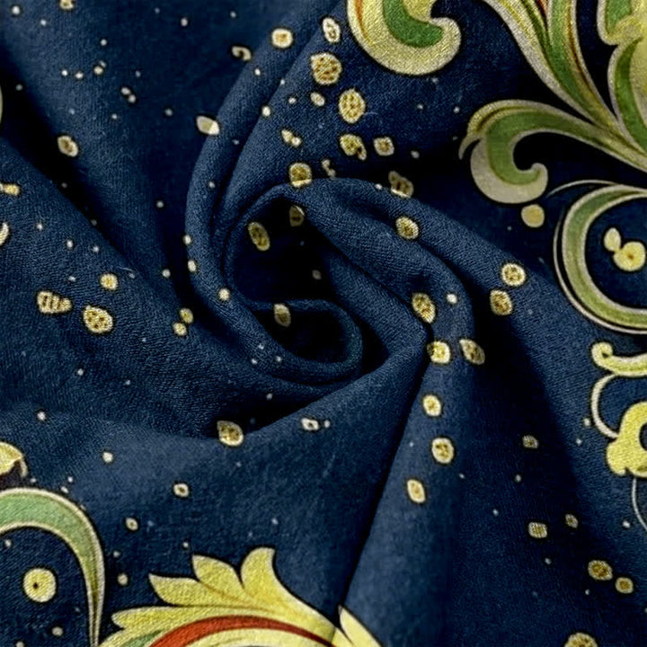 Buddha Stones Pantalon pour femme en pur coton à motif floral cachemire vif, taille élastique et poches - image 3