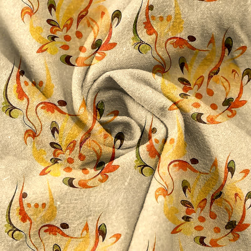 Buddha Stones Pantalon pour femme en pur coton, à taille élastique et poches, motif floral abstrait ensoleillé. - image 2