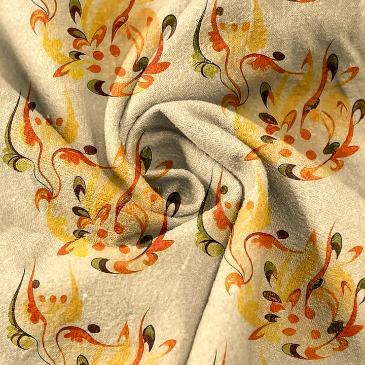 Buddha Stones Pantalon pour femme en pur coton, à taille élastique et poches, motif floral abstrait ensoleillé. - image 2