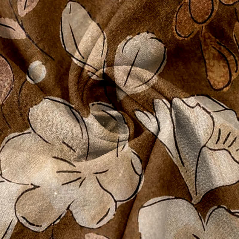 Buddha Stones Pantalon pour femme en pur coton à motif floral, taille élastique et poches - image 3