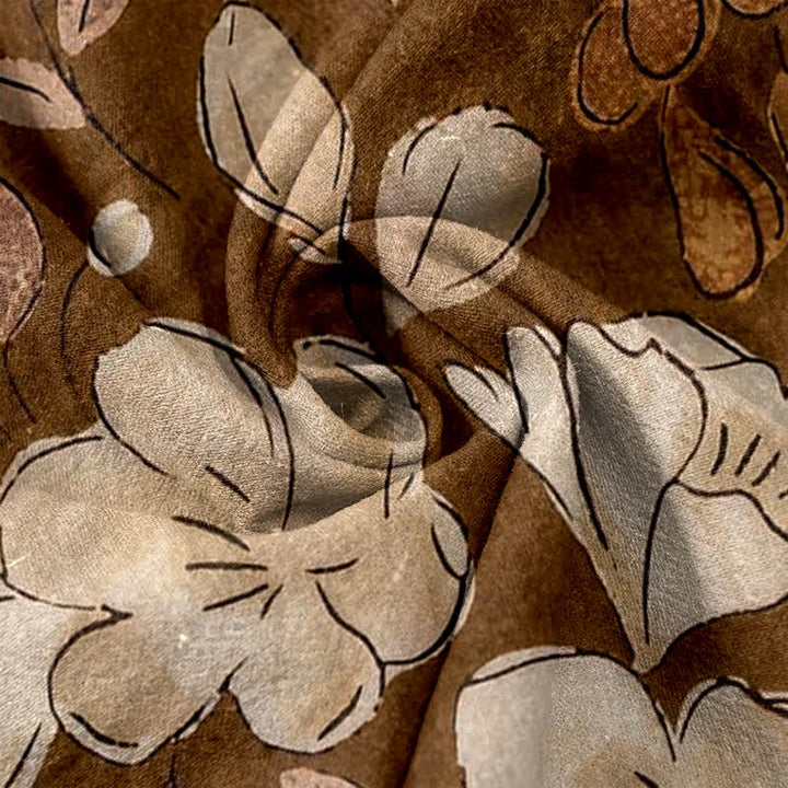 Buddha Stones Pantalon pour femme en pur coton à motif floral, taille élastique et poches - image 3