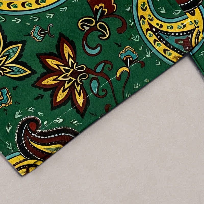Buddha Stones Pantalon harem pour femme en pur coton à motif floral cachemire, taille élastique et poches - image 1