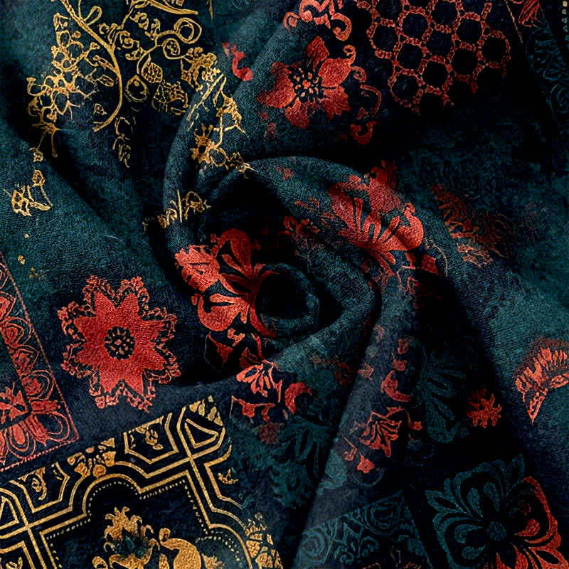 Buddha Stones Pantalon en coton à motif floral pour femme, taille élastique et poches - image 3