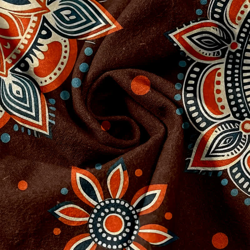 Buddha Stones Pantalon pour femme en pur coton à motif floral mandala, taille élastique et poches - image 2
