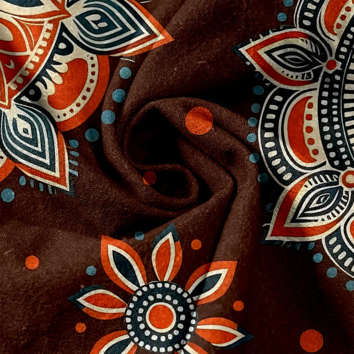 Buddha Stones Pantalon pour femme en pur coton à motif floral mandala, taille élastique et poches - image 2