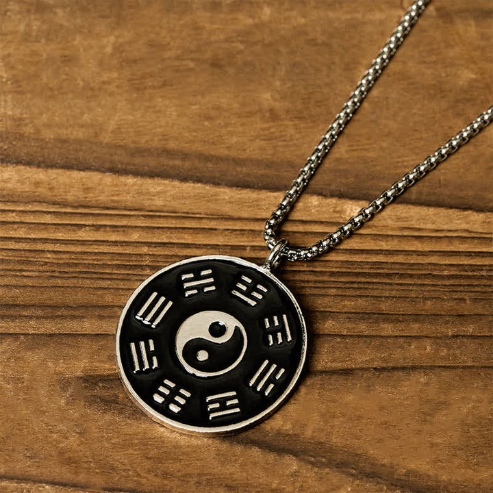 Buddha Stones Collier pendentif équilibre Yin Yang Bagua en acier titane - image 1