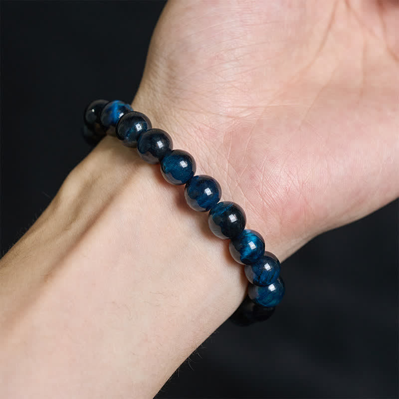 Buddha Stones Bracelet de protection en perles d'œil de tigre bleu naturel - image 4