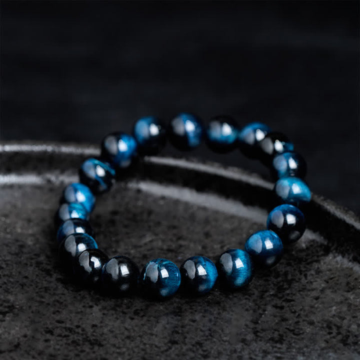 Buddha Stones Bracelet de protection en perles d'œil de tigre bleu naturel - image 2
