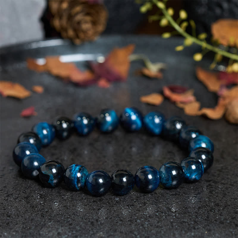 Buddha Stones Bracelet de protection en perles d'œil de tigre bleu naturel - image 3