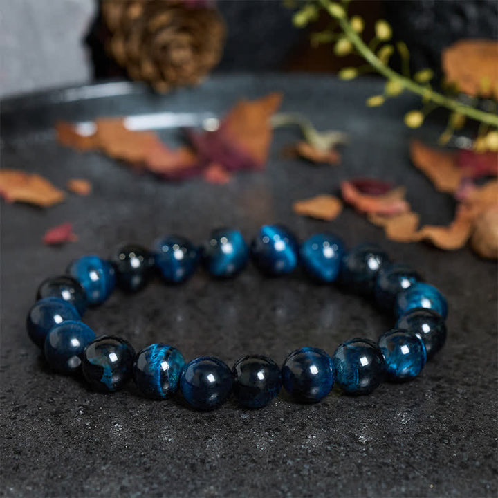Buddha Stones Bracelet de protection en perles d'œil de tigre bleu naturel - image 3