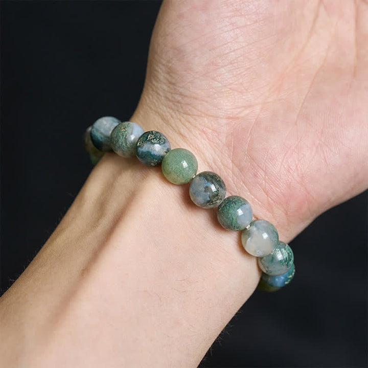 Buddha Stones Bracelet de guérison simple en perles d'agate mousse - image 4