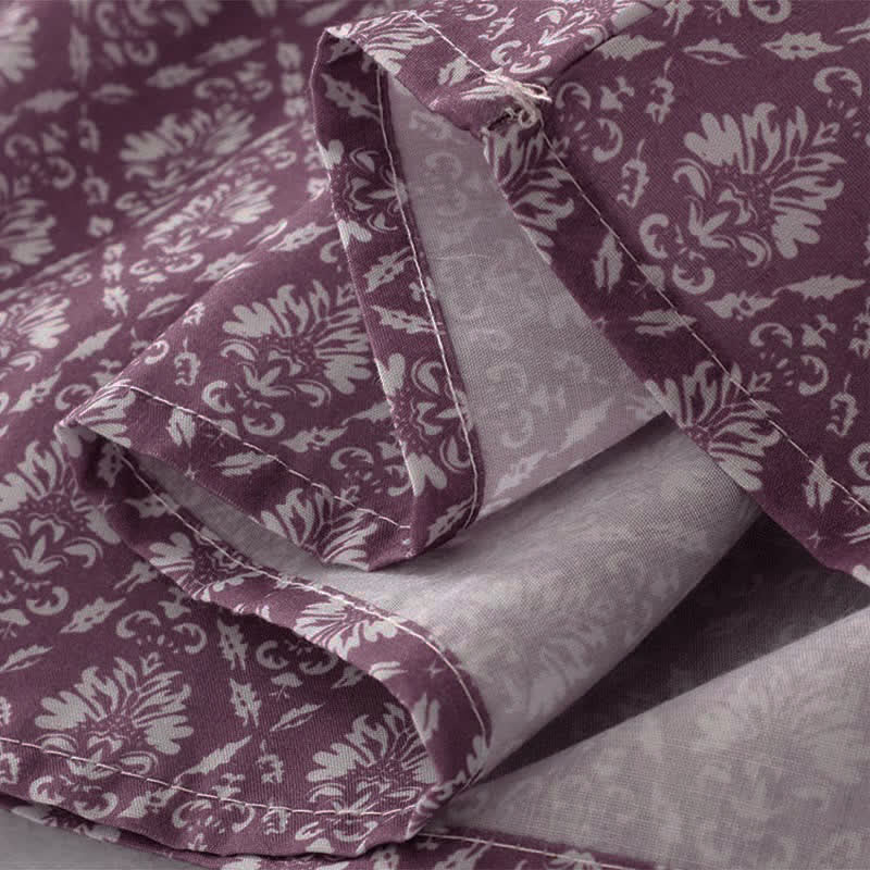Buddha Stones Robe d'été à manches courtes pour femme, à imprimé floral, boutonnée et à cordon de serrage, avec poches - image 10