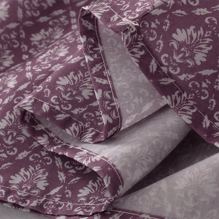 Buddha Stones Robe d'été à manches courtes pour femme, à imprimé floral, boutonnée et à cordon de serrage, avec poches - image 10