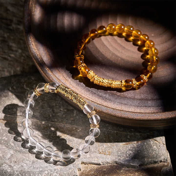 Buddha Stones Bracelet de protection en quartz clair et citrine naturelle, symbole de richesse pour le voyage - image 16