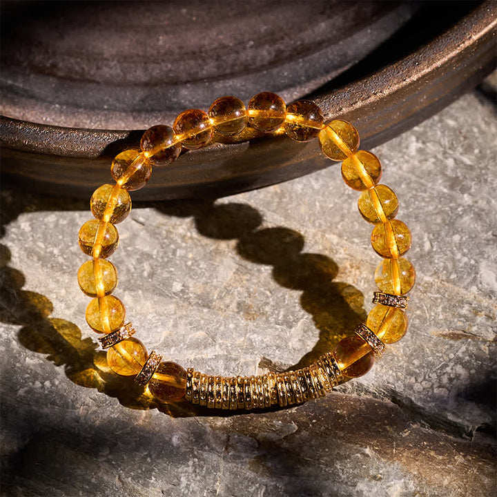 Buddha Stones Bracelet de protection en quartz clair et citrine naturelle, symbole de richesse pour le voyage - image 11