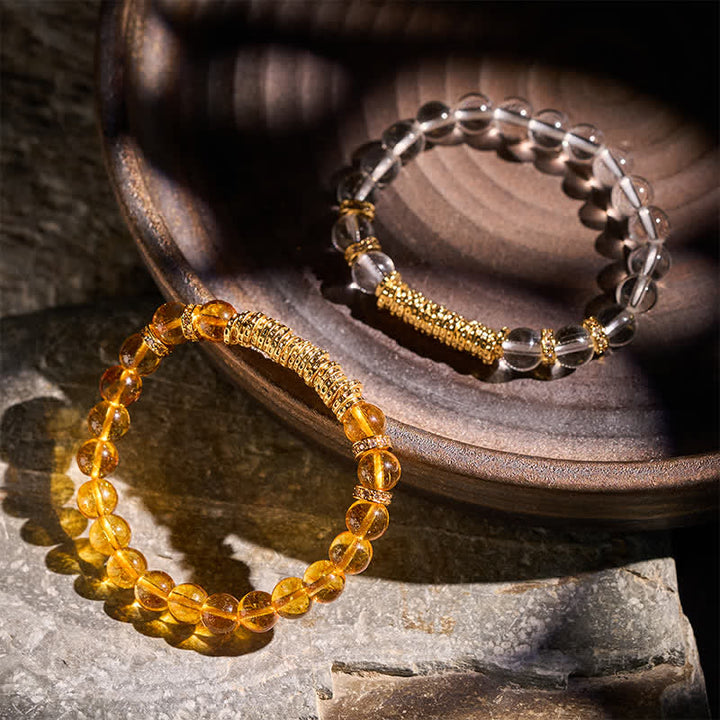 Buddha Stones Bracelet de protection en quartz clair et citrine naturelle, symbole de richesse pour le voyage - image 17