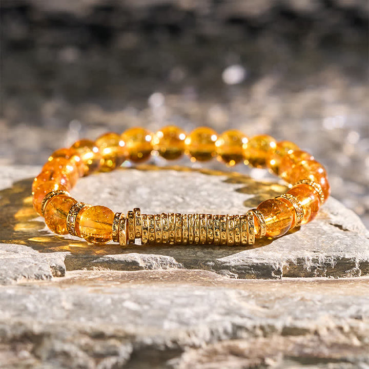 Buddha Stones Bracelet de protection en quartz clair et citrine naturelle, symbole de richesse pour le voyage - Citrine (Tour de poignet : 14–15 cm) - image 10