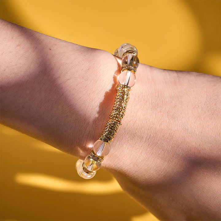 Buddha Stones Bracelet de protection en quartz clair et citrine naturelle, symbole de richesse pour le voyage - image 9