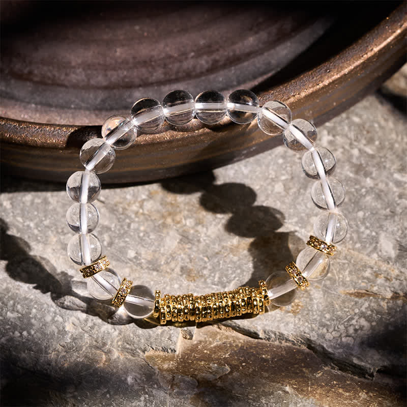 Buddha Stones Bracelet de protection en quartz clair et citrine naturelle, symbole de richesse pour le voyage - image 1