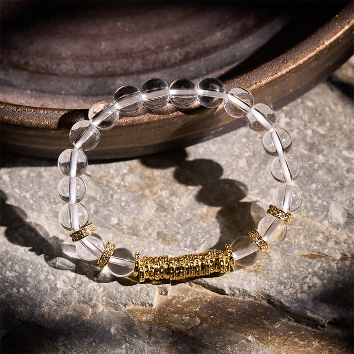 Buddha Stones Bracelet de protection en quartz clair et citrine naturelle, symbole de richesse pour le voyage - image 1