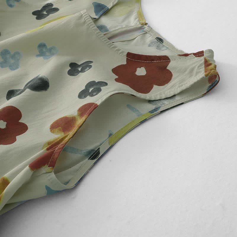 Buddha Stones Robe sans manches pour femme à imprimé floral aquarelle délavé - image 15