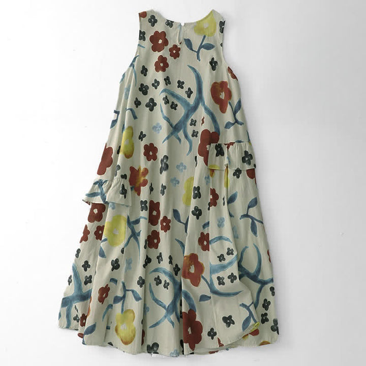 Buddha Stones Robe sans manches pour femme à imprimé floral aquarelle délavé - image 14
