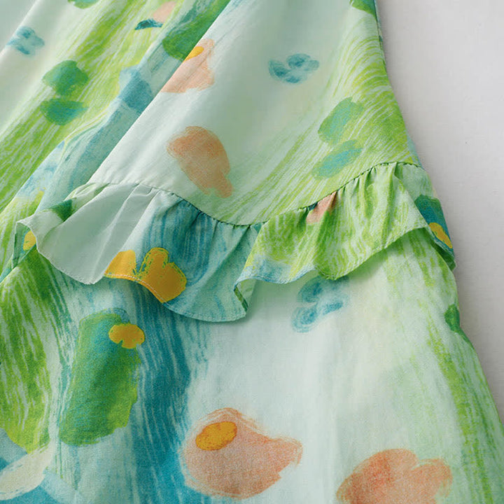 Buddha Stones Robe sans manches pour femme à imprimé floral aquarelle délavé - image 7