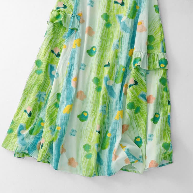 Buddha Stones Robe sans manches pour femme à imprimé floral aquarelle délavé - image 6